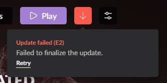 GOG Galaxy Game Update Failed E2